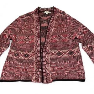 Southern Lady Red and Black Geometric Cardigan
